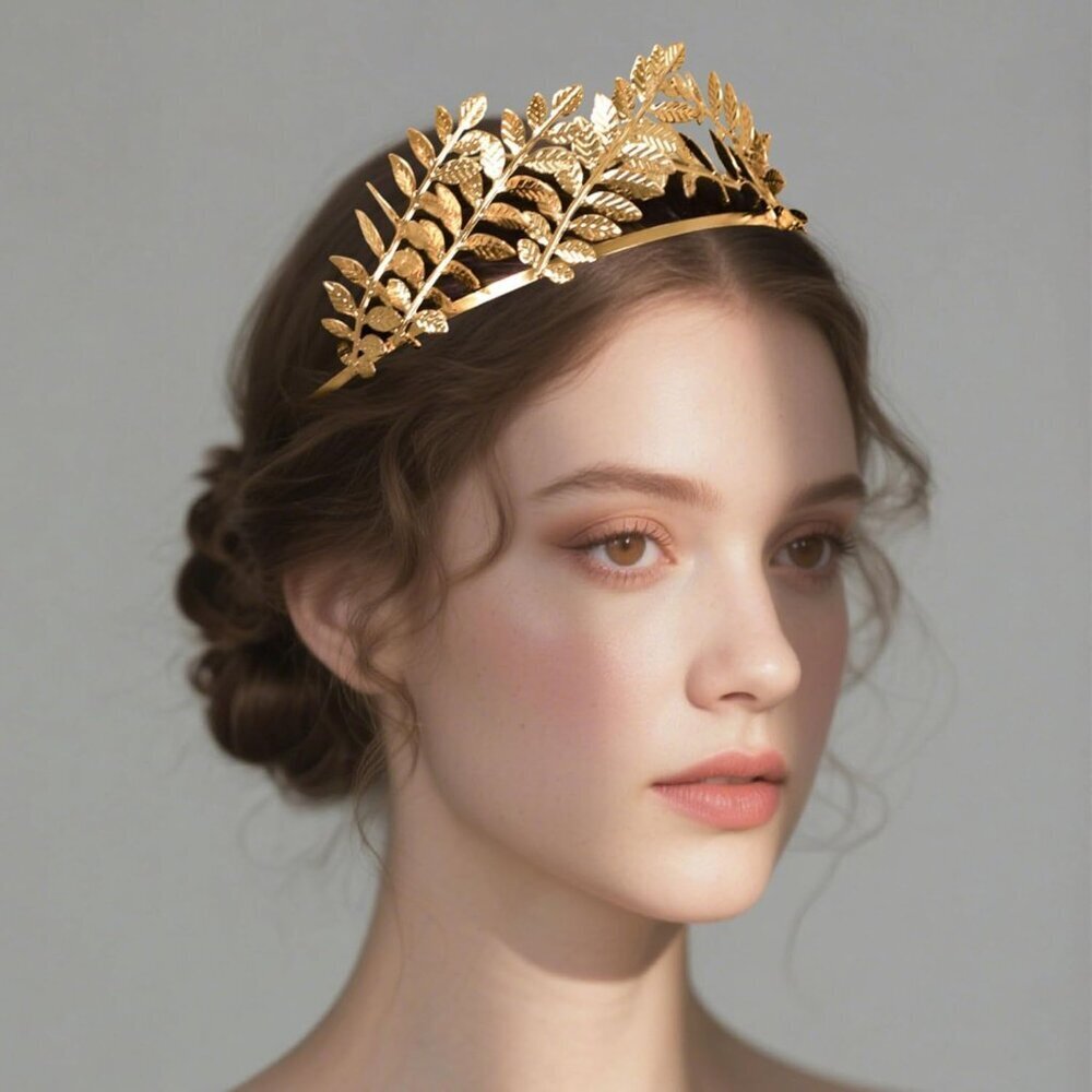 Gold Leaf Crown Laurel Wreath Headband Greek Roman Empress Costume Accessory - Picture 5 of 5